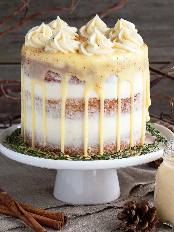Rum spikes eggnog cake
