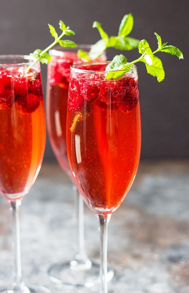 Raspberry champagne rum punch