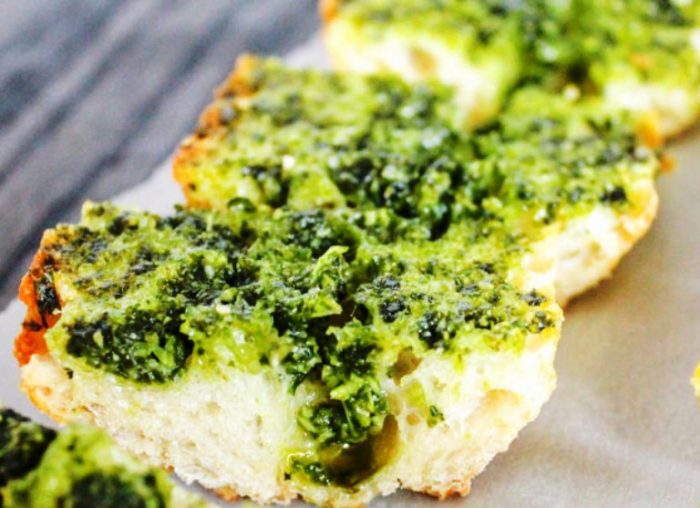 Fresh basil garlic bread