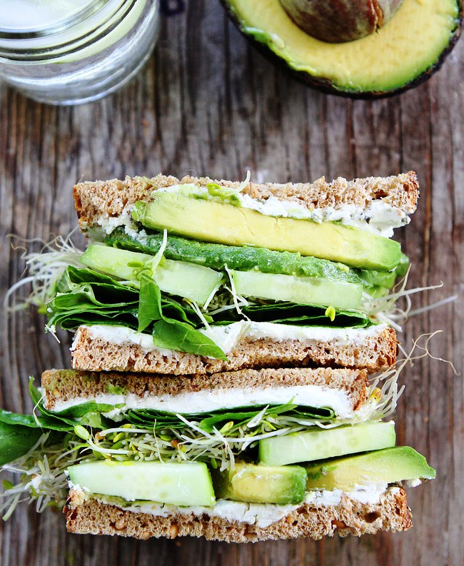 Cucumber and avocado sandwich