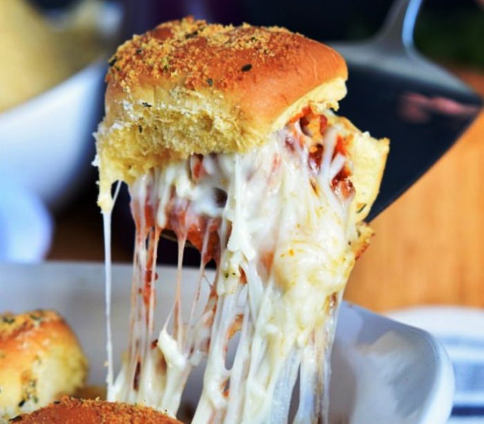 Cheesy meatball sliders