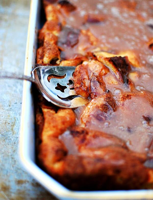 Bread pudding with bourbon caramel sauce