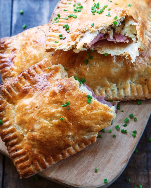 This ham and cheese pie made with ham and brie, making them the perfect savory hand pie for a meal or just a fun snack.