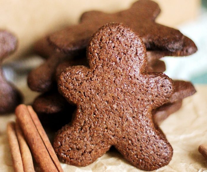 Healthy Gingerbread Cookies — lightly sweet, rich, and robust cookies full of molasses, ginger, cinnamon, nutmeg, and cloves.  Unlike typical Gingerbread Cookie recipes, this version is refined sugar free, gluten free, dairy free and vegan!