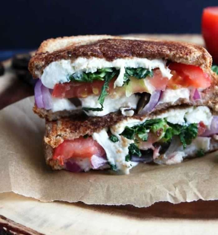 Mediterranean grilled cheese sandwich.