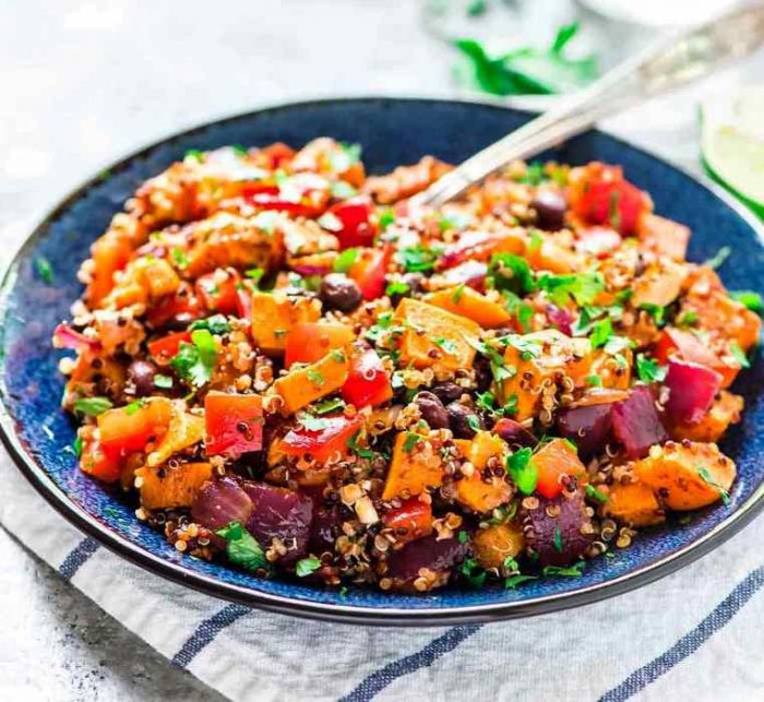 Healthy sweet potato quinoa black bean salad