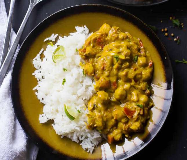 Vegan coconut chickpea curry.