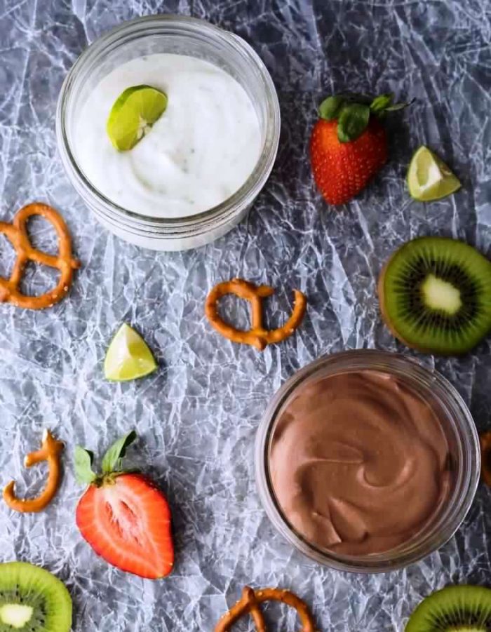 Healthy greek yogurt fruit dips