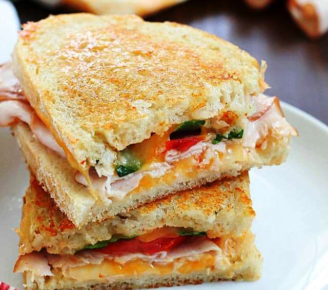 Delicious grilled turkey and cheese sandwiches