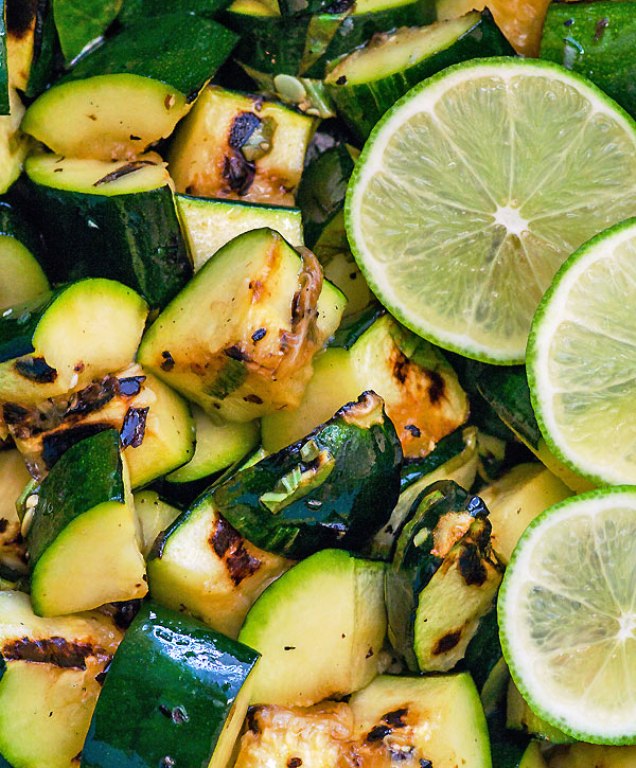 Lime basil grilled zucchini