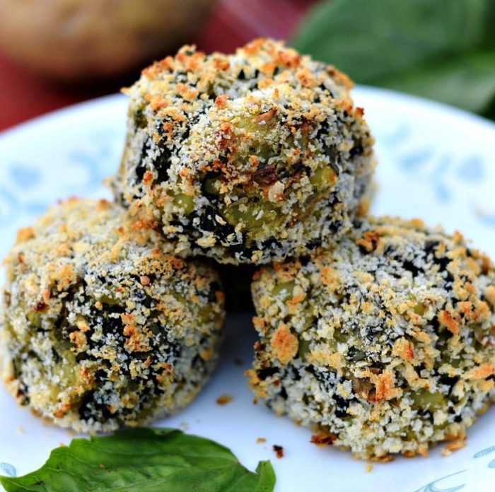 Crispy potato spinach balls.