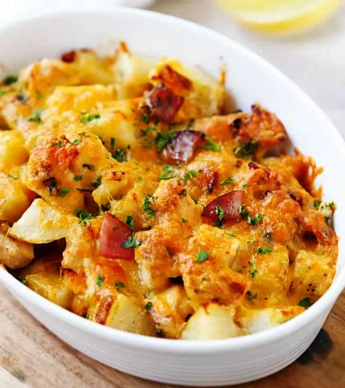 Baked chicken and potato casserole