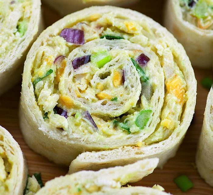 Chicken avocado salad roll ups