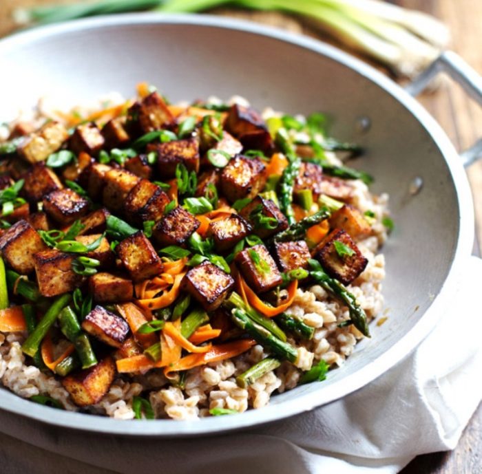 Honey ginger tofu and veggie stir fry