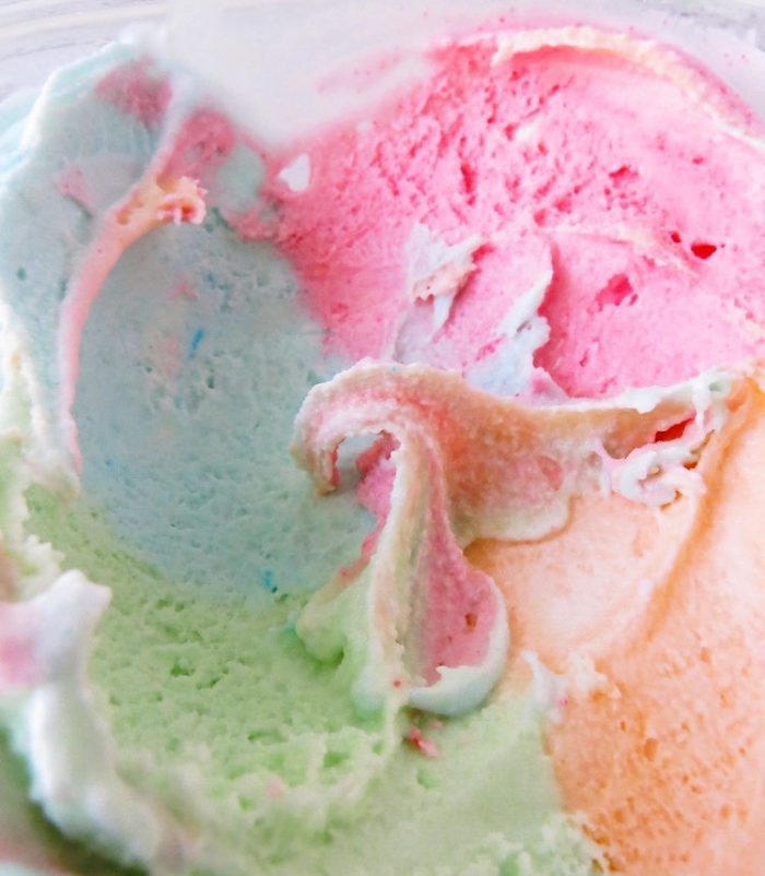 Not only is this better than any rainbow sherbet I’ve ever had, it was simple to make and you can even customize the flavors. Jello Ice Cream can be made with or without an ice cream machine. Easy & Delicious!