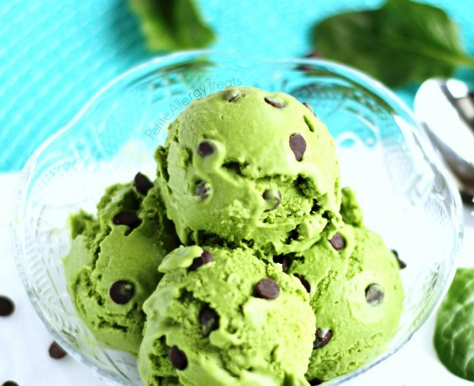 A no churn Dairy Free Vegan Mint Chocolate Chip Ice Cream is something anyone can make.  This vegan dairy free mint ice cream is made from pure coconut cream, fresh spinach leaves and peppermint extract