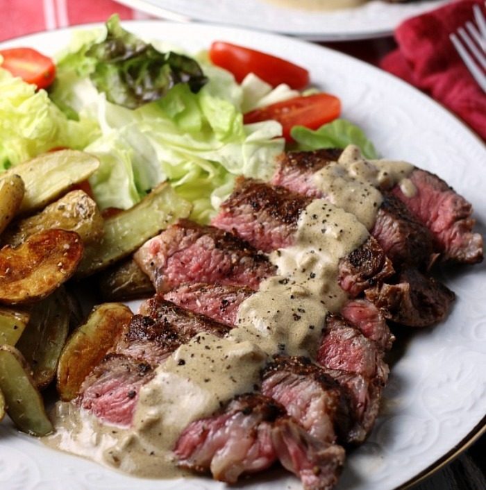 Pepper steak with fingerling potatoes