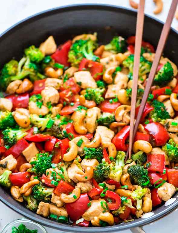 This recipe is my adaptation of the Thai Cashew Chicken we had at nearly every restaurant north of Bangkok. Authentic or not, it’s a dynamite stir-fry dish that has weeknight dinner wrapped.