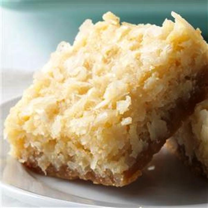 My coconut bars are an American version of a Filipino coconut cake called bibingka. These are a crispier, sweeter take on the Christmas tradition I grew up with.