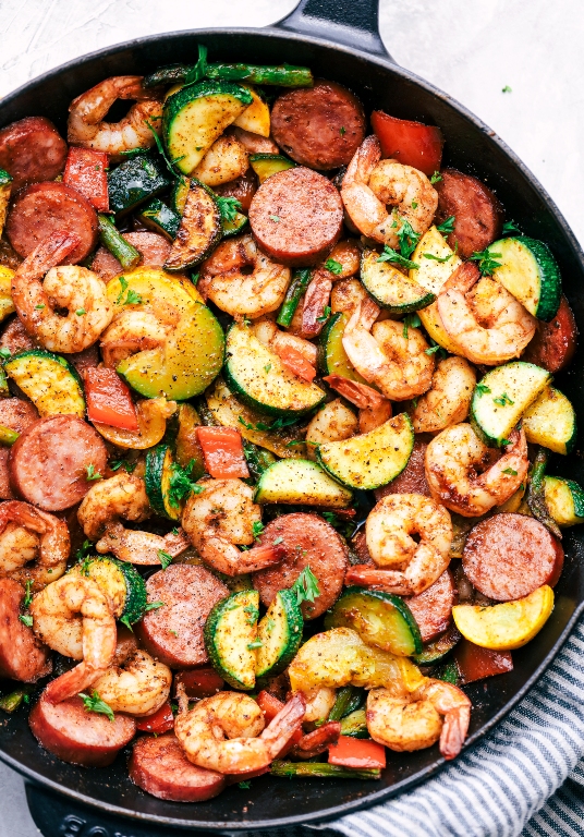 Cajun flavor with shrimp, sausage, and summer veggies