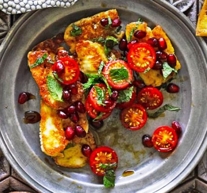 Halloumi-tomatoes-pomegranate-molasses