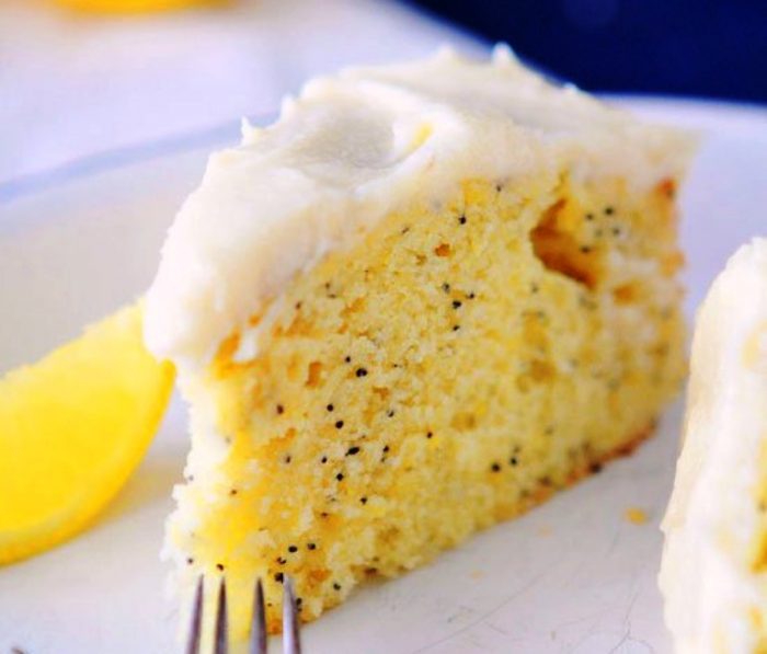 Lemon poppyseed cake with cream cheese frosting