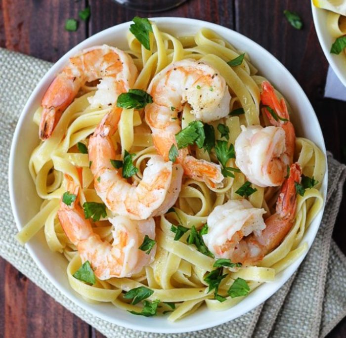 Shrimp scampi for two