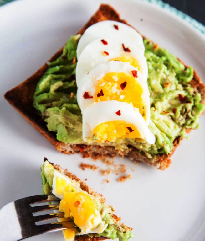 Hard boiled eggs with avocado toast