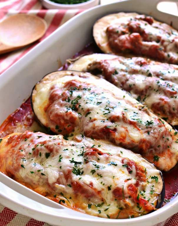 Lasagna Stuffed Eggplant makes the most of fresh summer produce by combining two classics in one delicious dish. Baked eggplant meets creamy lasagna and the result is pure comfort food that’s perfect for summer!