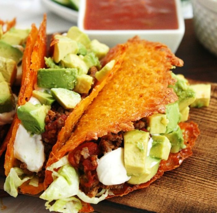 Low carb taco night with these cheese taco shells