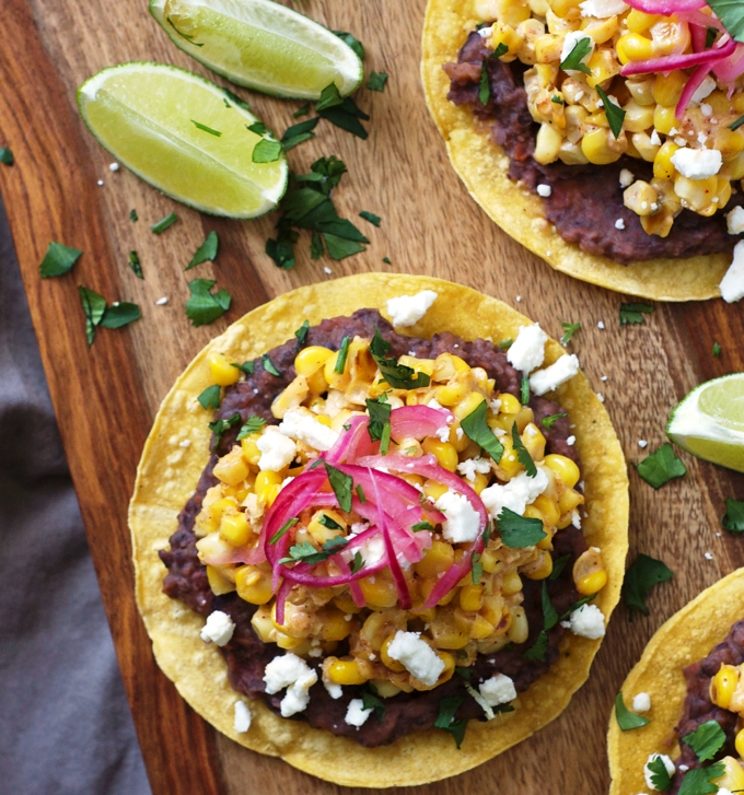 Ready in only 15 minutes, these Mexican Street Corn Tostadas make for an easy lunch or quick dinner that’s also gluten free and vegetarian.