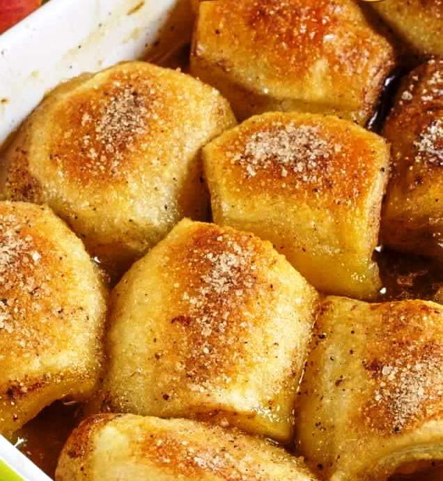 This Crescent Roll Peach Dumplings recipe produces one of the best Southern desserts ever. Fresh peaches combined with brown sugar and cinnamon is a match made in heaven! These peach pastries are a game changer – make this easy dessert in less than an hour!