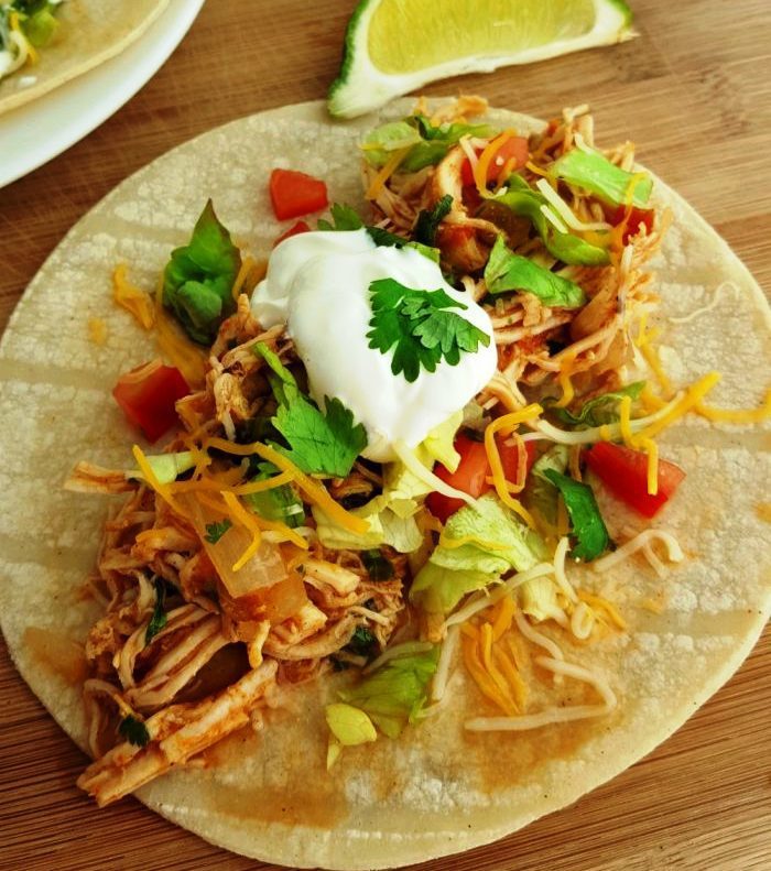Slow cooker shredded chicken tacos
