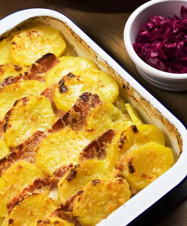 Syn free bacon, onion and potato bake