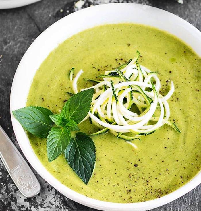 This light, healthy, and creamy zucchini avocado soup will keep you coming back for more!  