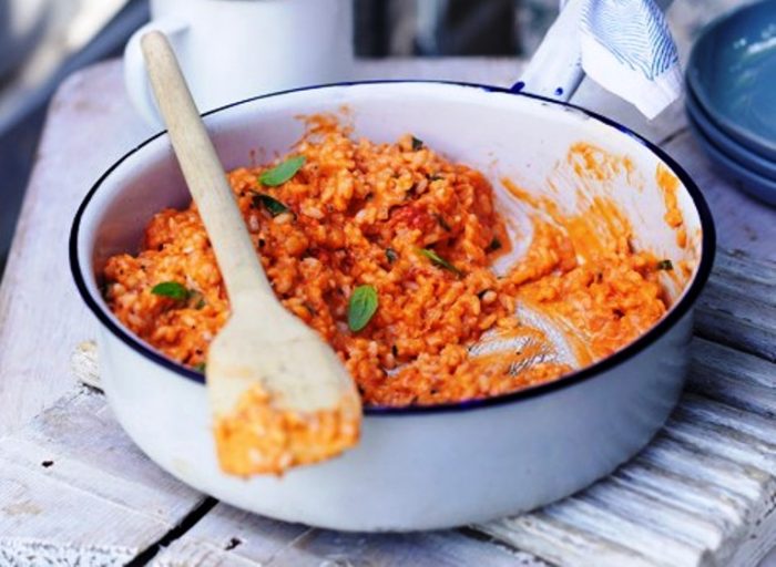 This easy, cheesy vegetarian risotto is bursting with Italian flavours and requires virtually no stirring – just what you need on a weeknight.