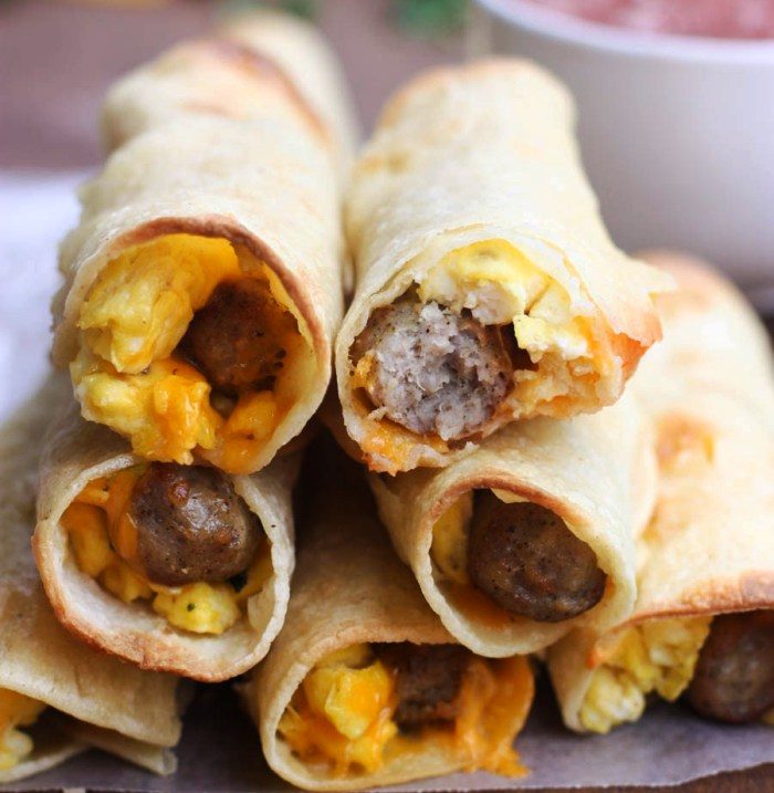 Egg and sausage breakfast taquitos 