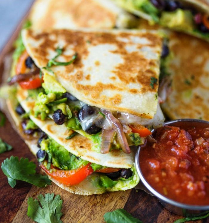 Crispy quesadillas filled with beans