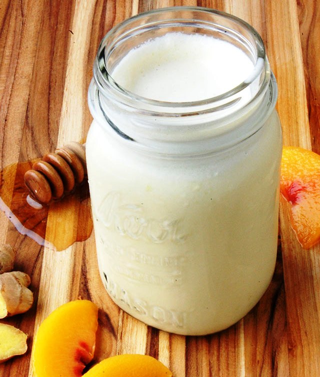 Aromatic ginger and sweet peaches smoothie