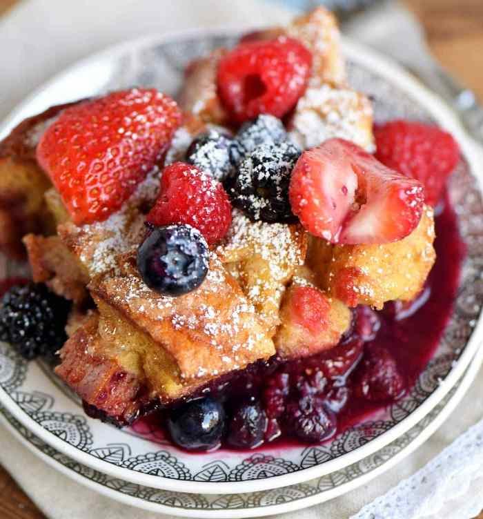 Triple berry french toast casserole
