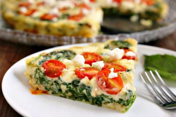 Spinach-tomato-feta-crustless-quiche