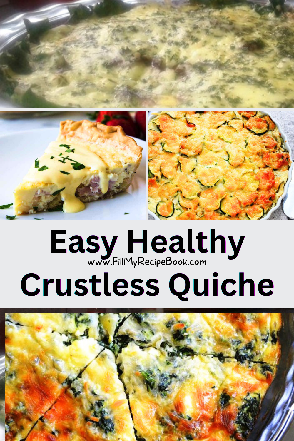 Easy healthy crustless quiche recipes packed with vegetables and flavor. Find zucchini, mushroom, spinach, and other nutritious quiche ideas.
