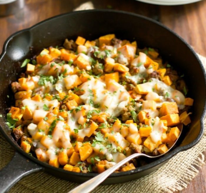 Ground-turkey-sweet-potato-skillet