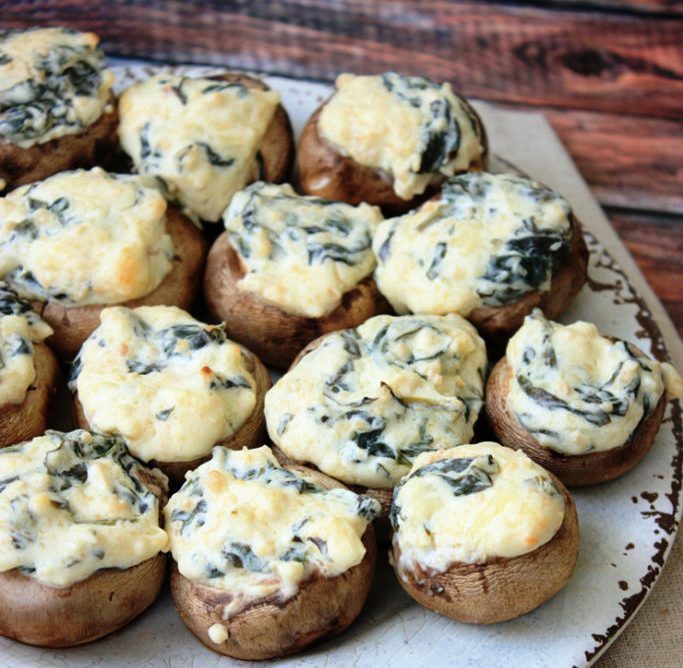 Spinach-dip-stuffed-mushrooms