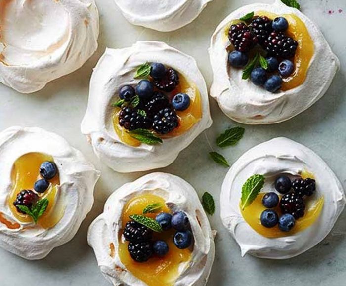 Lemon blueberry pavlovas