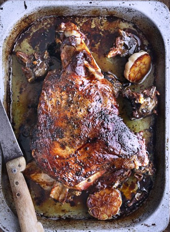Slow roasted shoulder of lamb