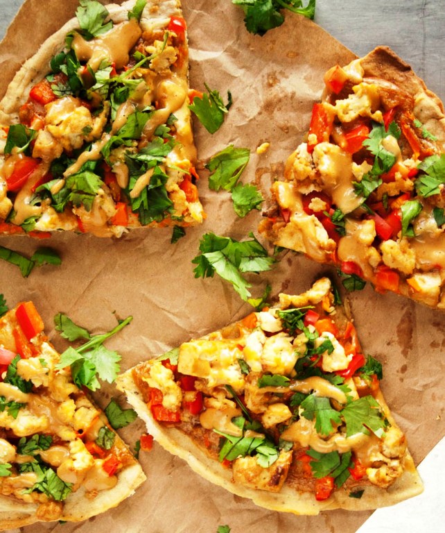 Vegan gluten free thai pizza