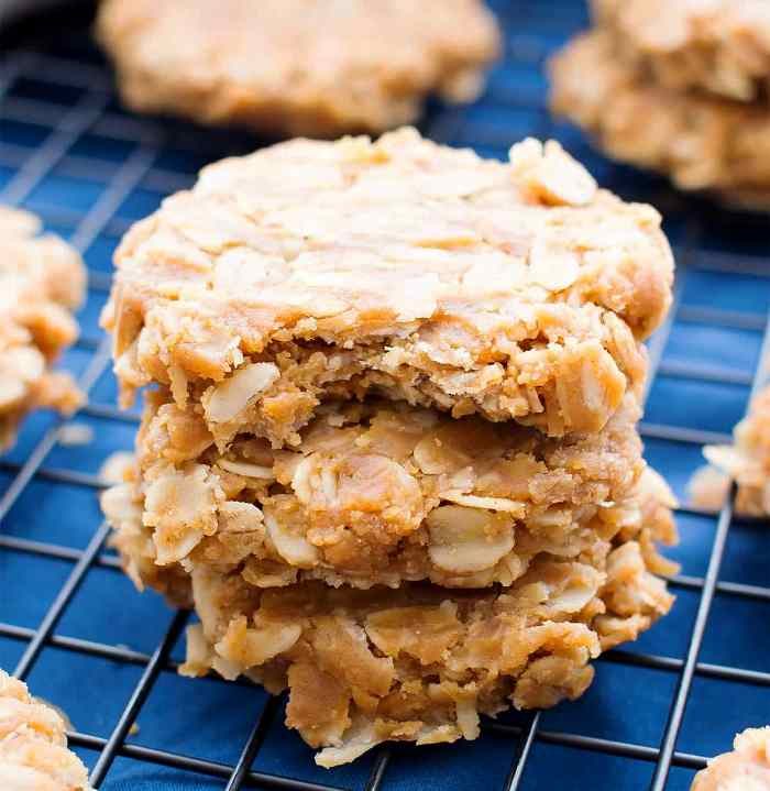 Just a few minutes of prep for chewy ‘n satisfying vegan no bake cookies packed with rolled oats and creamy peanut butter. The best 3 ingredient no bake cookies!