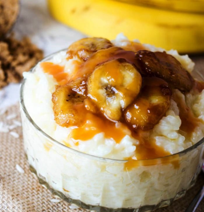 This creamy Bananas Foster Rice Pudding is a great quick and easy dessert option full of caramel sauce and sautéed bananas.