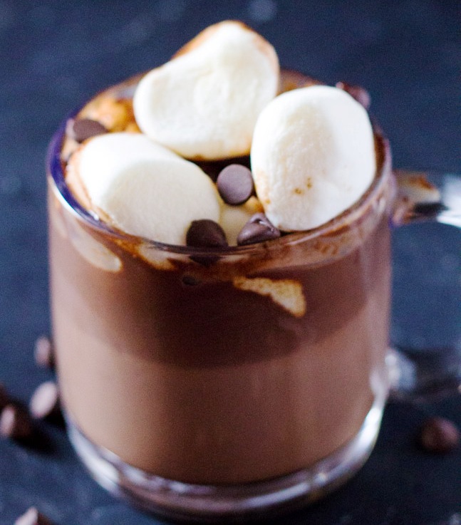 THIS HOT CHOCOLATE COFFEE IS THE PERFECT HOT BEVERAGE FOR CHOCOLATE AND COFFEE LOVERS. IT'S THICK, LUSCIOUS AND INDULGENT, AND PERFECT FOR WINTER NIGHTS AND THE HOLIDAYS!